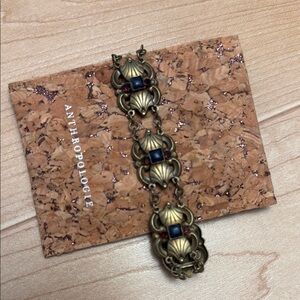 Anthropologie Gold Toned Metal Chain Link Bracelet New